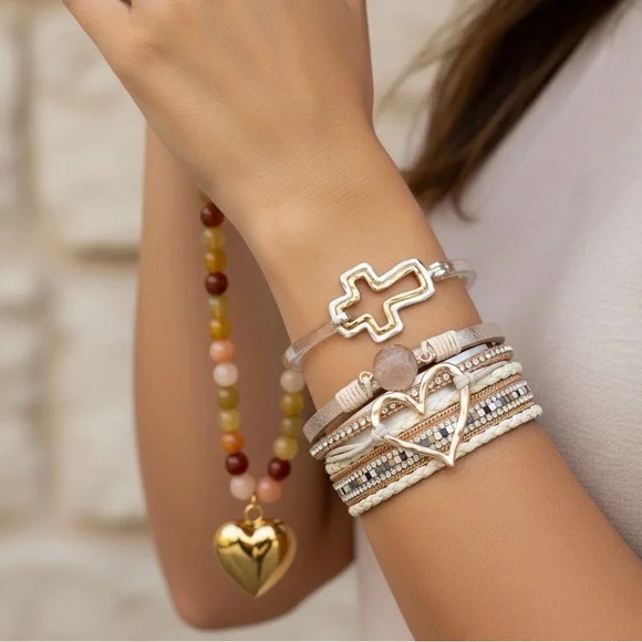 Bijou Gold and Silver Cross Bracelet - Picture 4 of 8